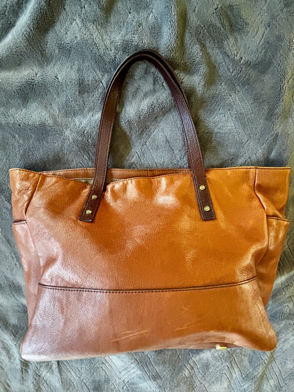 J.Crew Soft Leather Tote Bag Cognac Brown